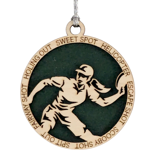 Personalized 3" Laser Cut Wooden Female Left-Handed Disc Golf Christmas Ornament - Handcrafted Disc Golfers Gift - Unique Sports Themed Xmas Decoration for Women - Customizable Holiday Keepsake