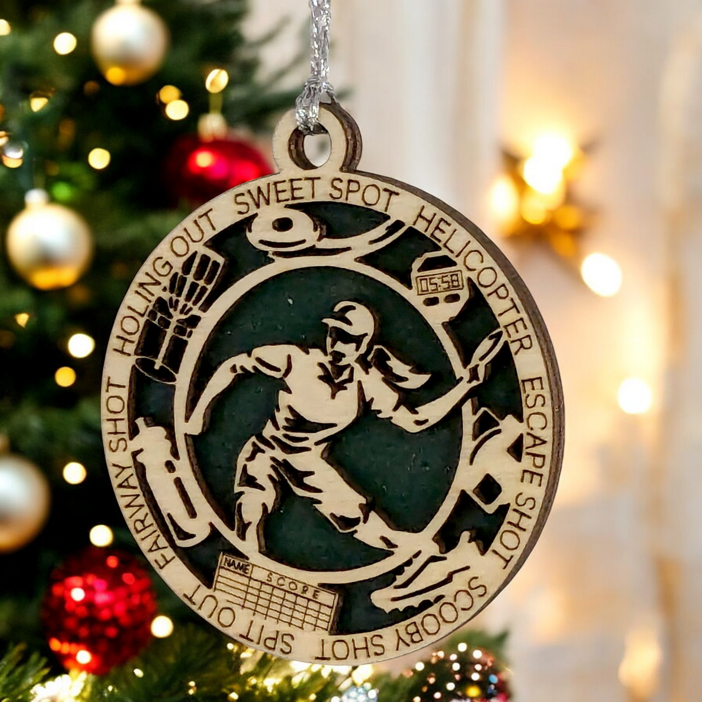 Personalized 3" Laser Cut Wooden Female Left-Handed Disc Golf Christmas Ornament - Handcrafted Disc Golfers Gift - Unique Sports Themed Xmas Decoration for Women - Customizable Holiday Keepsake