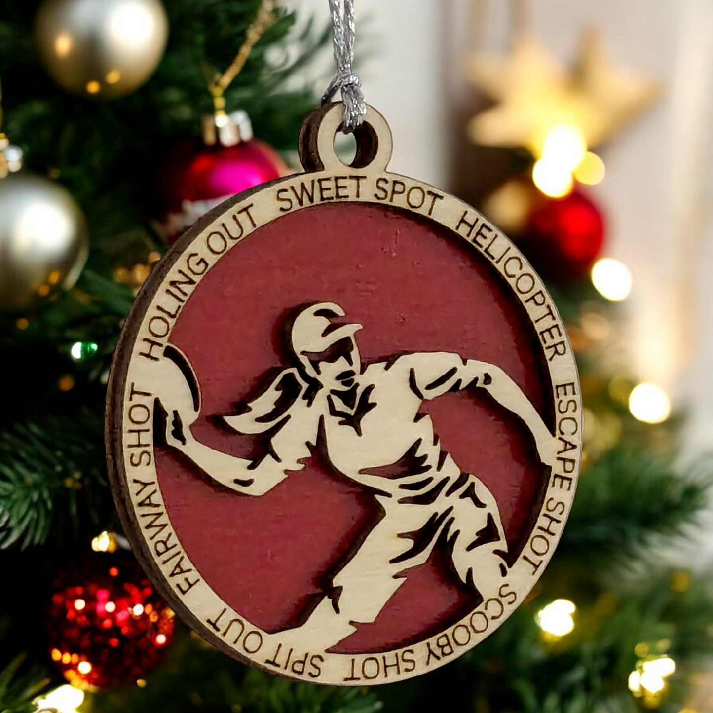 3" Handcrafted Wooden Personalized Female Right-Handed Disc Golf Christmas Ornament - Custom Disc Golf Holiday Decoration