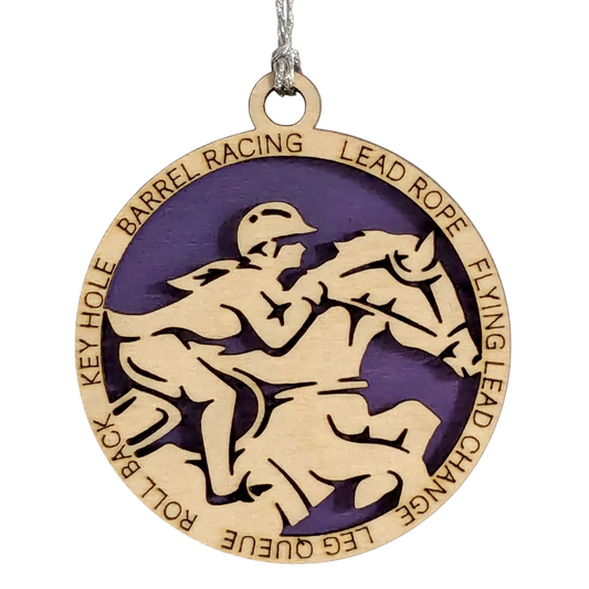 3" Handcrafted Wooden Personalized Female Equestrian Christmas Ornament - Custom Horseback Riding Holiday Decor