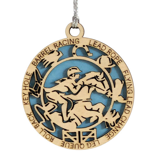 3" Handcrafted Wooden Personalized Female Equestrian Christmas Ornament - Custom Horseback Riding Holiday Decor