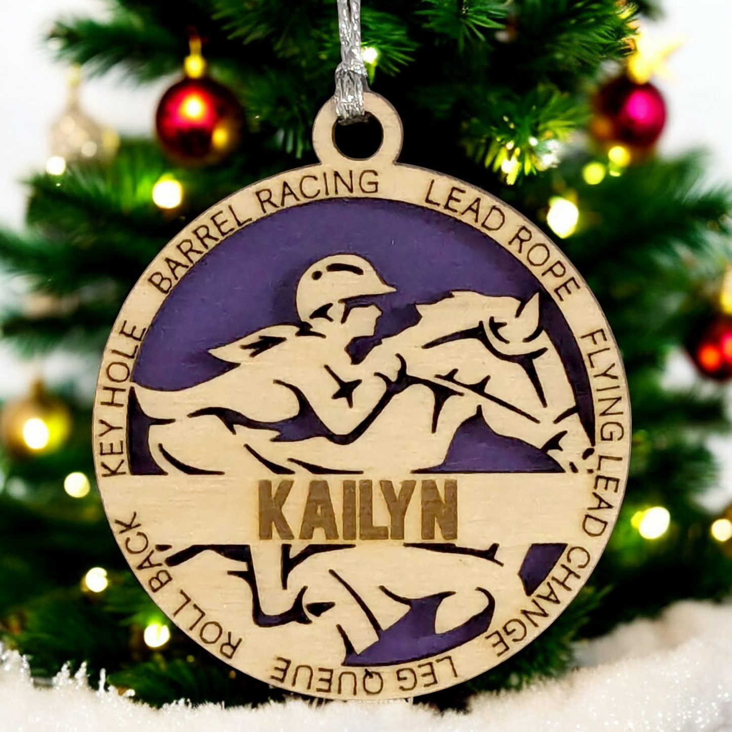3" Handcrafted Wooden Personalized Female Equestrian Christmas Ornament - Custom Horseback Riding Holiday Decor