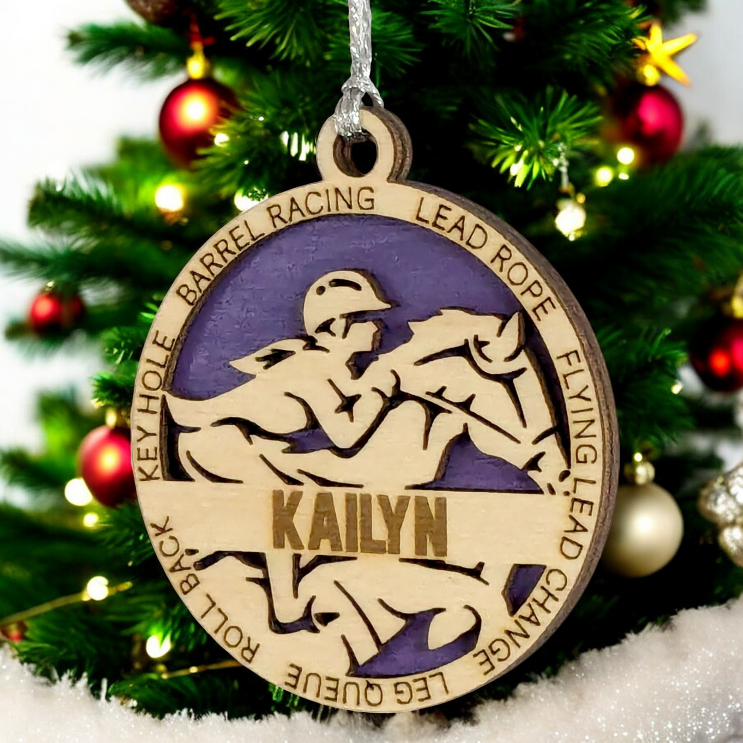 3" Handcrafted Wooden Personalized Female Equestrian Christmas Ornament - Custom Horseback Riding Holiday Decor