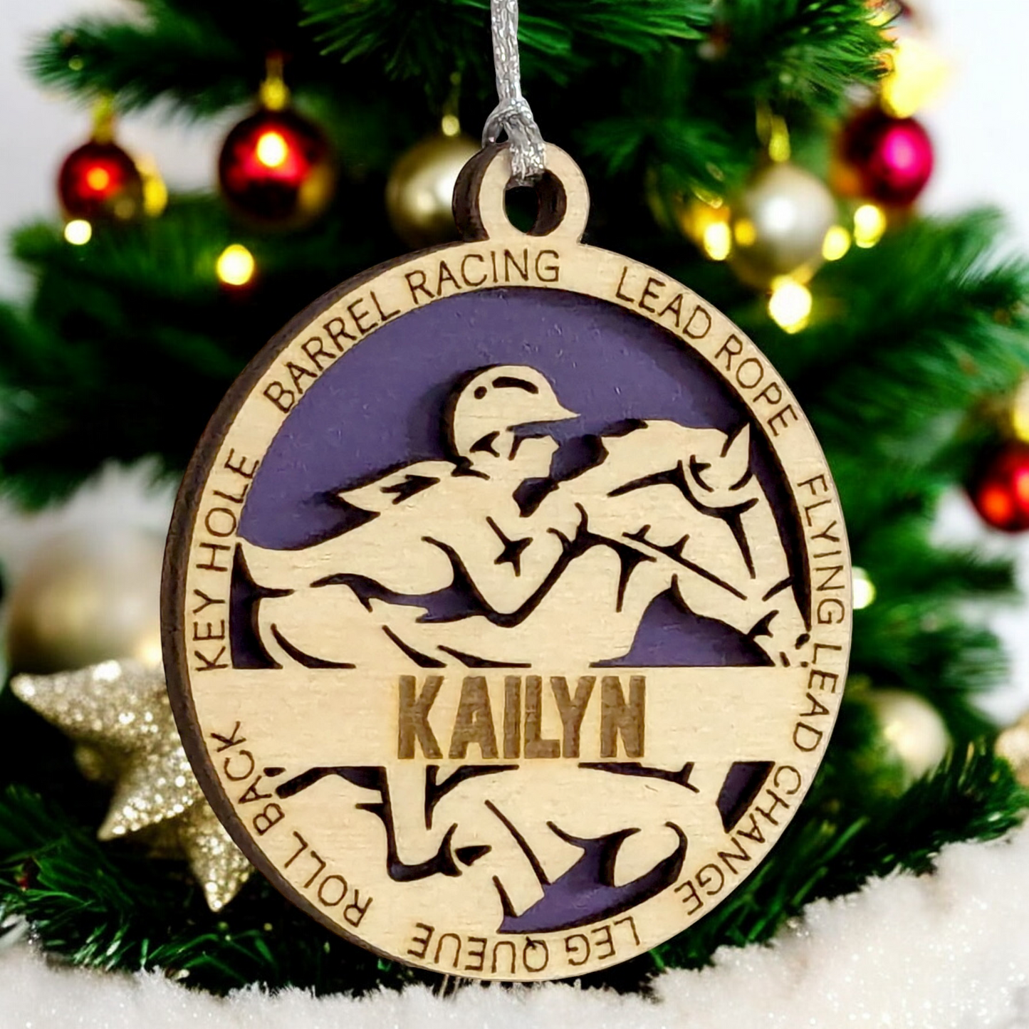 3" Handcrafted Wooden Personalized Female Equestrian Christmas Ornament - Custom Horseback Riding Holiday Decor