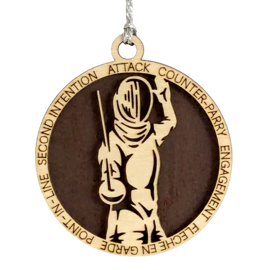 3" Laser Cut Handcrafted Wooden Personalized Female Fencing Christmas Ornament - Customizable Holiday Decor for Female Fencers - Unique Fencing Sport Gift and Keepsake for Women Athletes