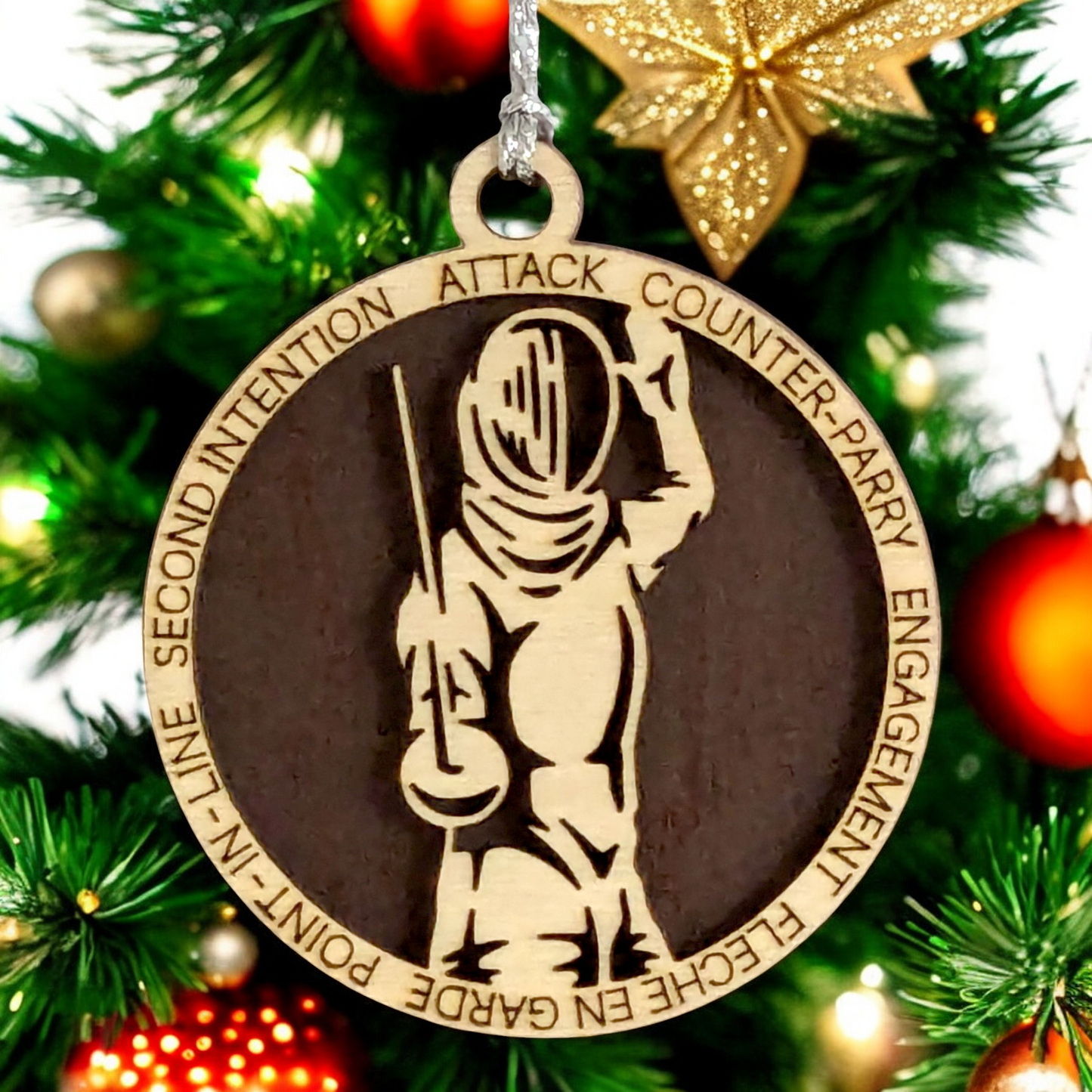 3" Laser Cut Handcrafted Wooden Personalized Female Fencing Christmas Ornament - Customizable Holiday Decor for Female Fencers - Unique Fencing Sport Gift and Keepsake for Women Athletes