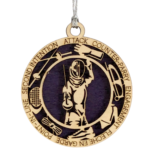 3" Laser Cut Handcrafted Wooden Personalized Female Fencing Christmas Ornament - Customizable Holiday Decor for Female Fencers - Unique Fencing Sport Gift and Keepsake for Women Athletes
