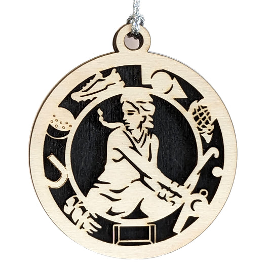Female Field Hockey laser cut wood ornament