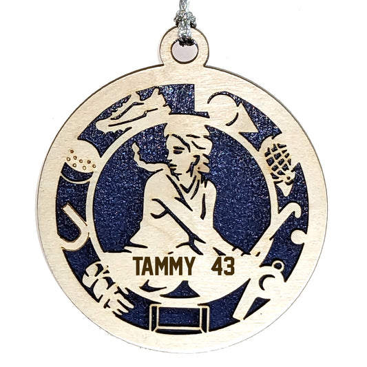 Female Field Hockey laser cut personalized wood ornament