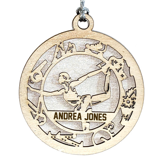 Female Figure Skating laser cut personalized wood ornament
