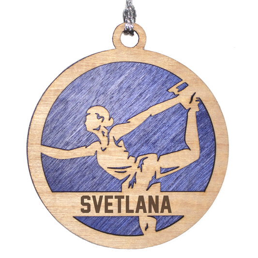 Female Figure Skating laser cut personalized wood ornament