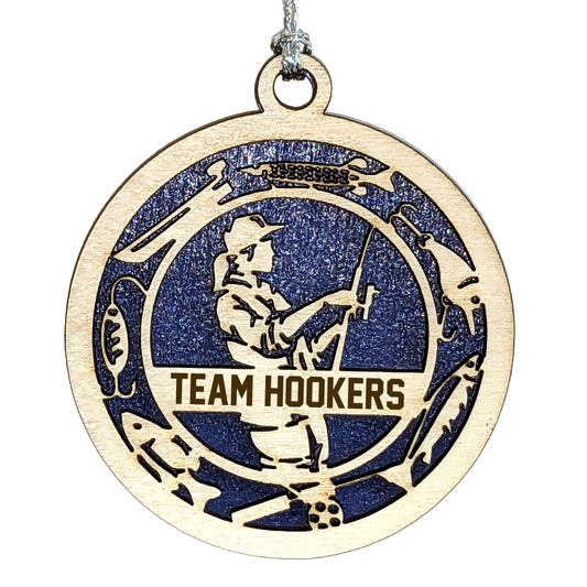 Female Fishing laser cut personalized wood ornament