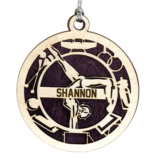 Female Gymnastics laser cut personalized wood ornament