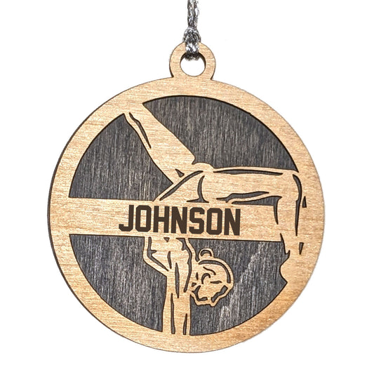 Female Gymnastics laser cut personalized wood ornament