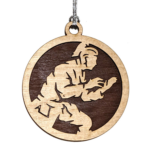 Female Jiu Jitsu laser cut wood ornament