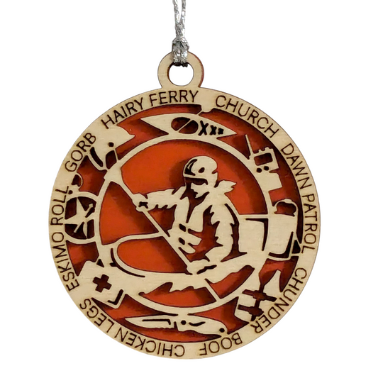 3" Personalized Female Kayaking Christmas Ornament - Handcrafted Laser Cut Wooden Keepsake for Kayak Enthusiasts - Customizable Holiday Decoration - Unique and Thoughtful Gift Idea for Women Paddlers
