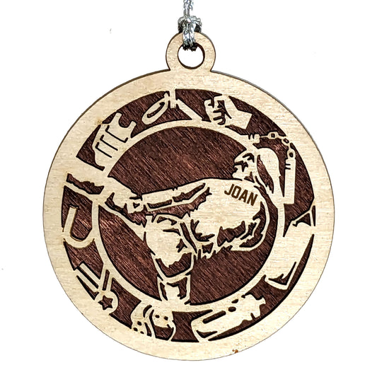 Female Martial Arts laser cut personalized wood ornament