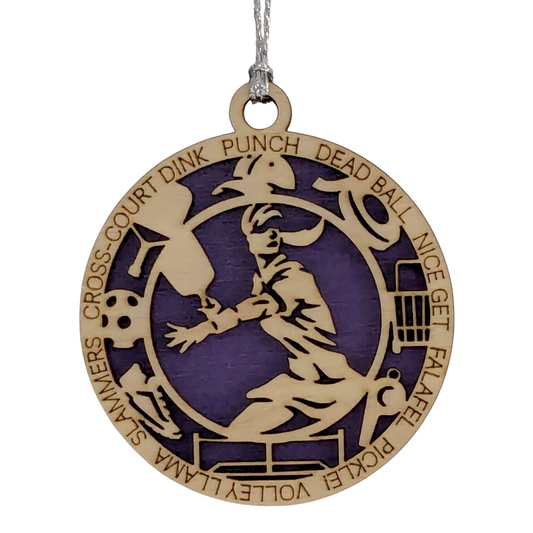 3" Handcrafted Wooden Personalized Female Pickleball Christmas Ornament - Customizable Holiday Decoration for Pickleball Enthusiasts