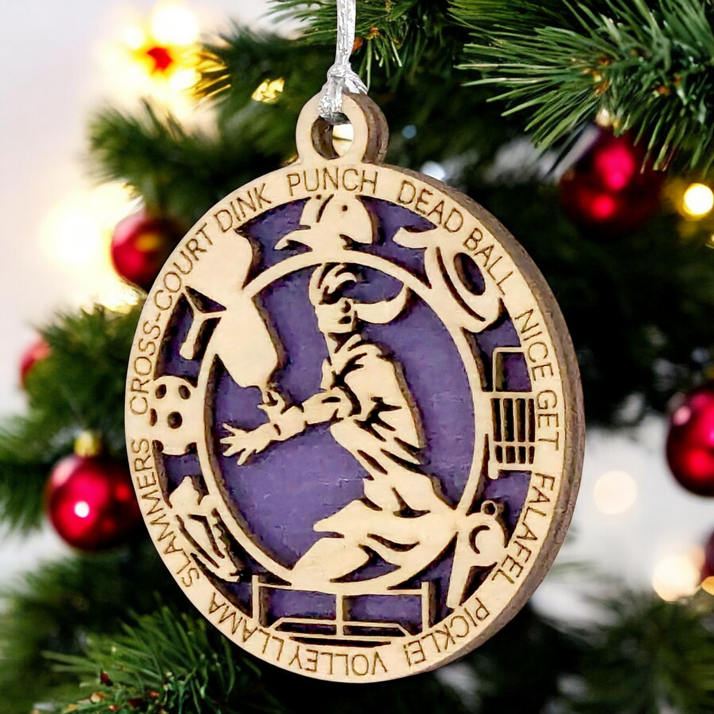 3" Handcrafted Wooden Personalized Female Pickleball Christmas Ornament - Customizable Holiday Decoration for Pickleball Enthusiasts