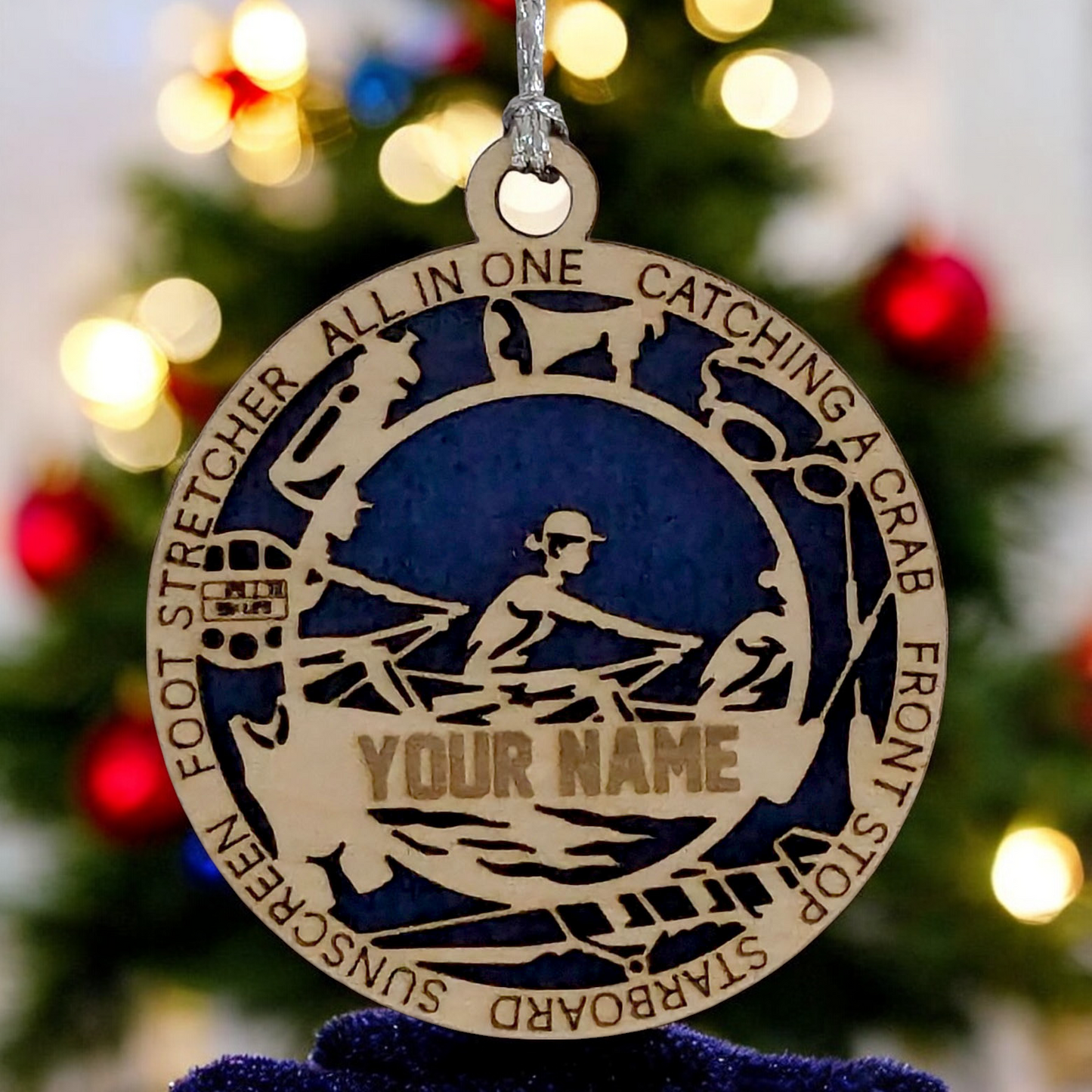 3-Inch Laser Cut Handcrafted Wooden Personalized Female Team Rowing Christmas Ornament - Customizable Holiday Decoration for Rowing Enthusiasts, Team Spirit Keepsake - Unique Gift for Female Rowers
