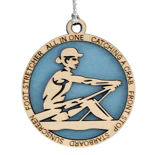 3" Handcrafted Wooden Personalized Female Solo Rowing Christmas Ornament - Custom Scull Rower Holiday Decor