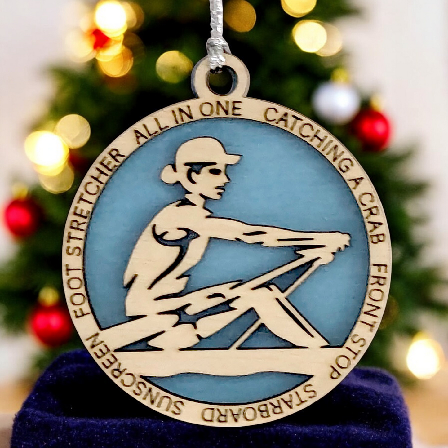 3" Handcrafted Wooden Personalized Female Solo Rowing Christmas Ornament - Custom Scull Rower Holiday Decor