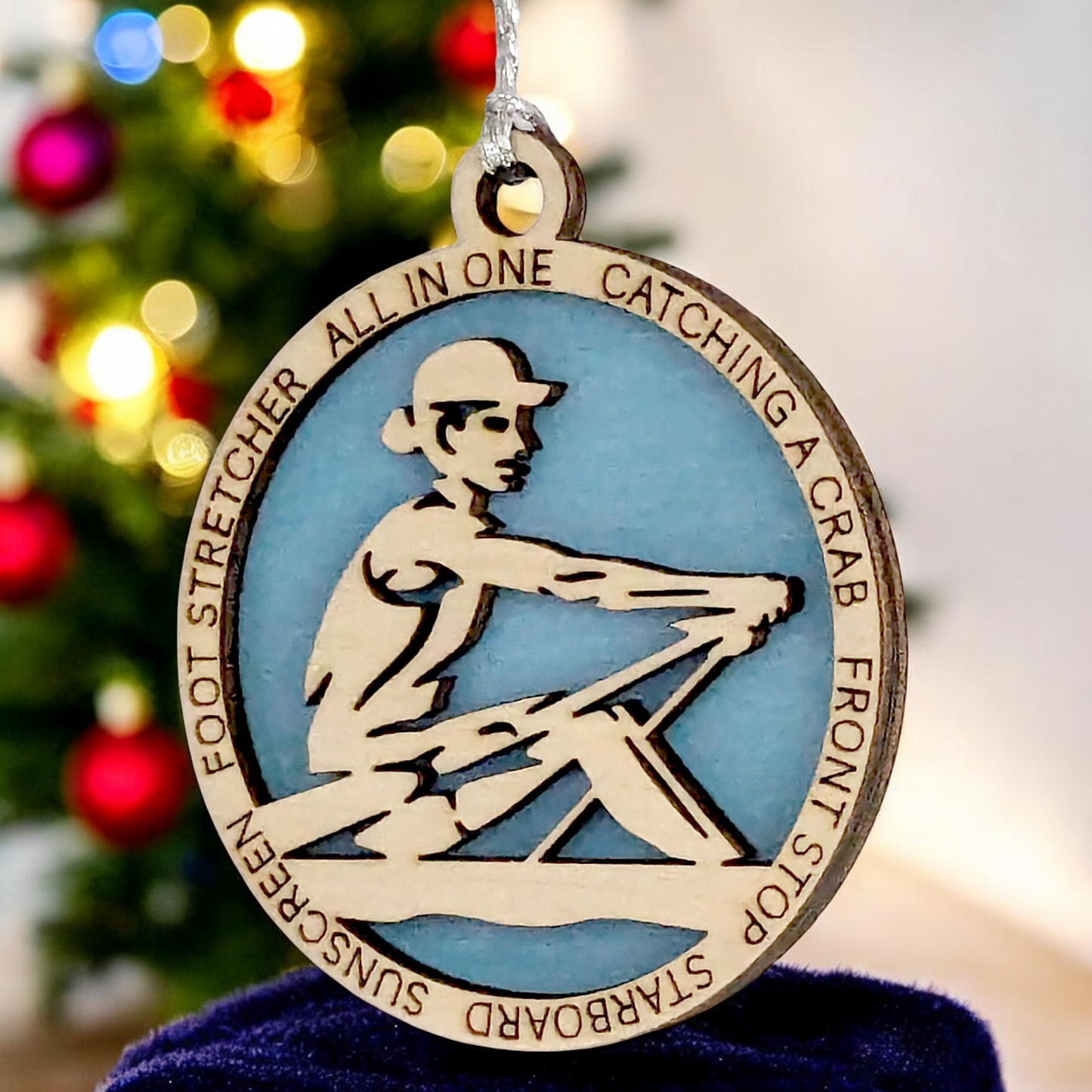3" Handcrafted Wooden Personalized Female Solo Rowing Christmas Ornament - Custom Scull Rower Holiday Decor