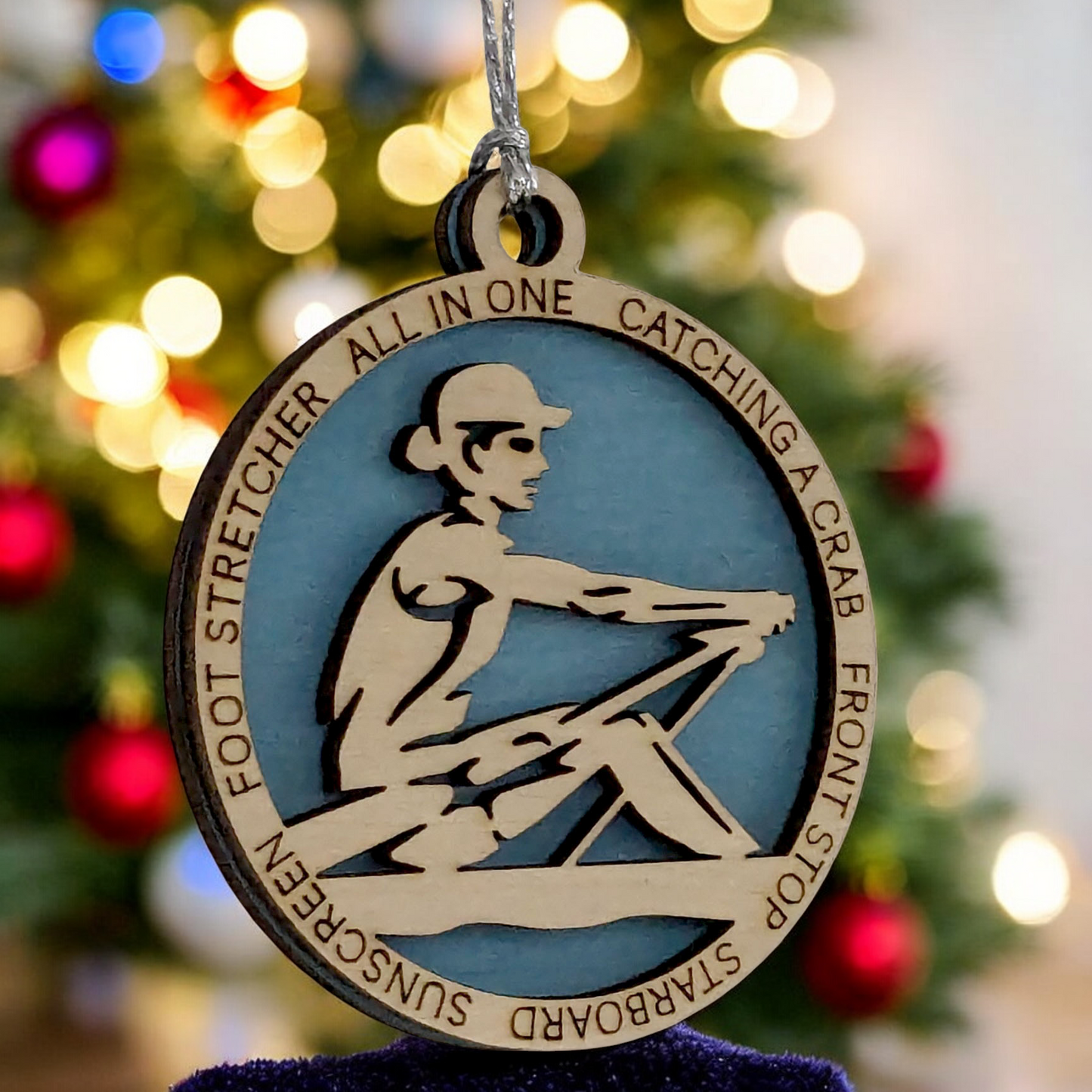 3" Handcrafted Wooden Personalized Female Solo Rowing Christmas Ornament - Custom Scull Rower Holiday Decor
