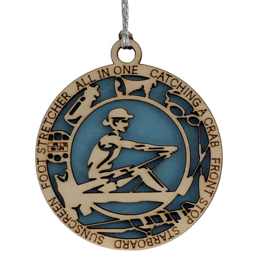 3" Handcrafted Wooden Personalized Female Solo Rowing Christmas Ornament - Custom Scull Rower Holiday Decor