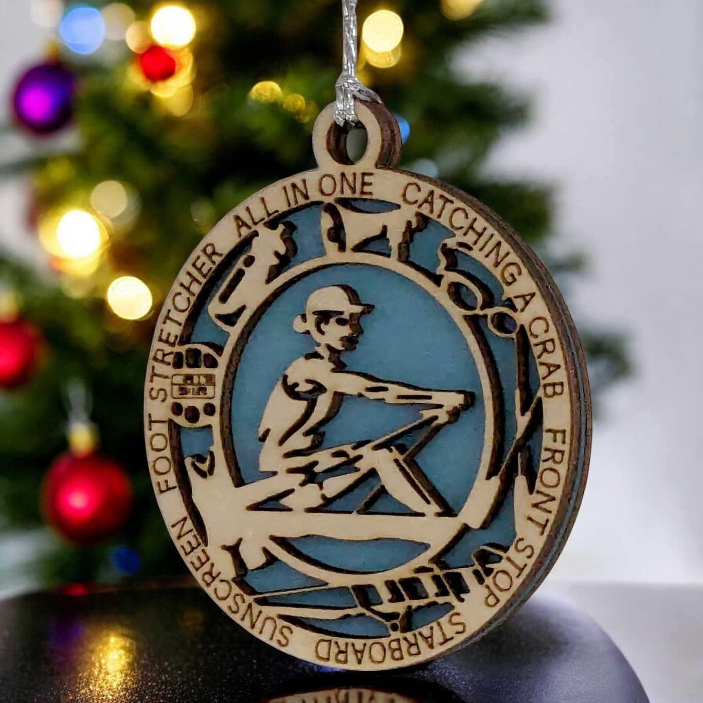 3" Handcrafted Wooden Personalized Female Solo Rowing Christmas Ornament - Custom Scull Rower Holiday Decor