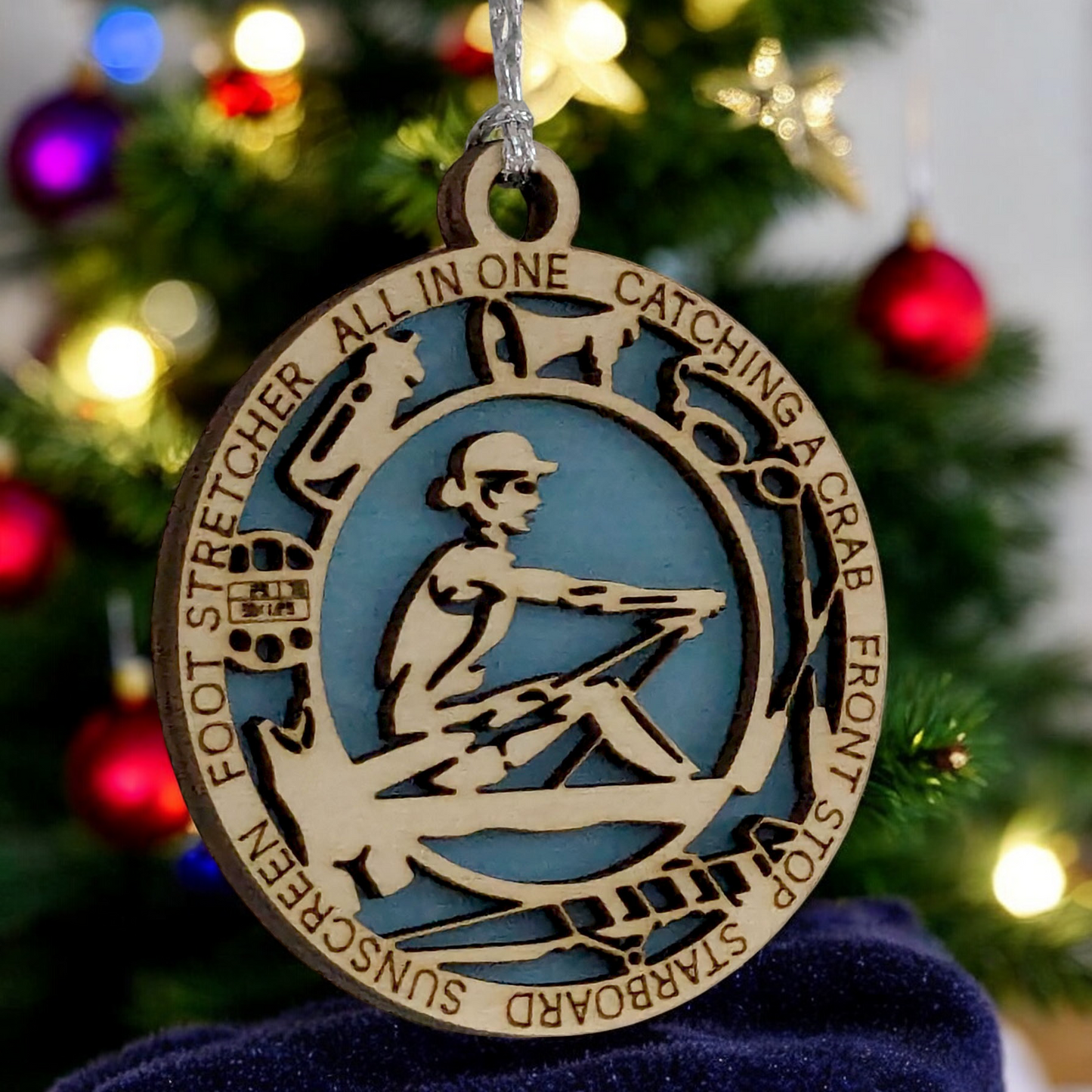 3" Handcrafted Wooden Personalized Female Solo Rowing Christmas Ornament - Custom Scull Rower Holiday Decor