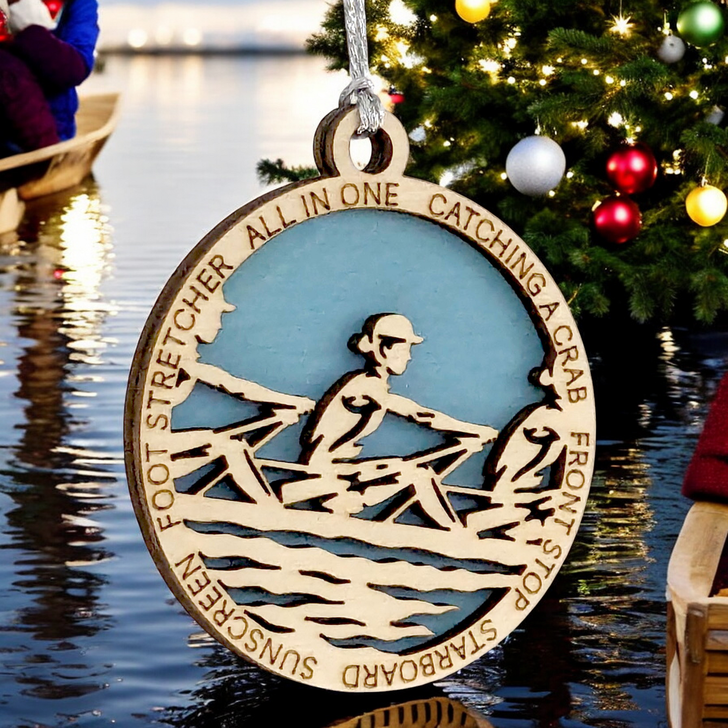 3-Inch Laser Cut Handcrafted Wooden Personalized Female Team Rowing Christmas Ornament - Customizable Holiday Decoration for Rowing Enthusiasts, Team Spirit Keepsake - Unique Gift for Female Rowers