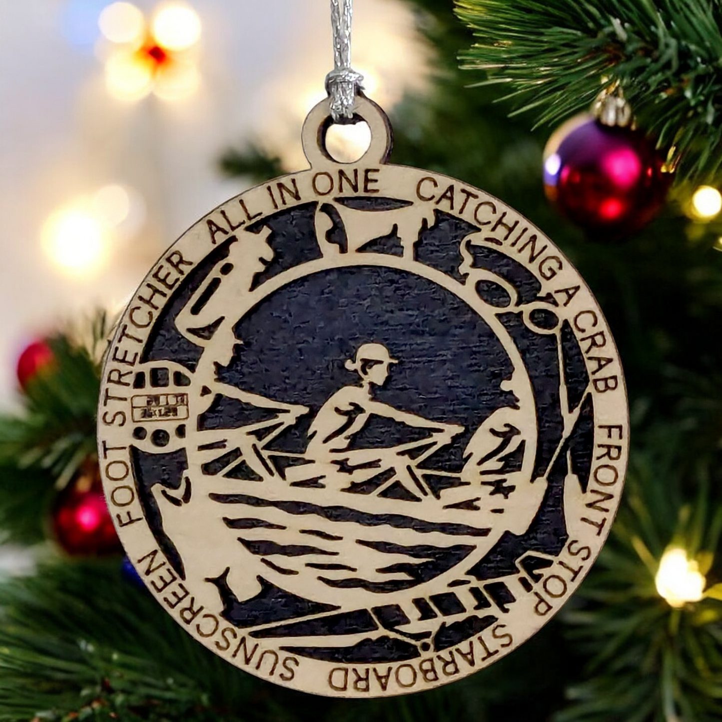 3-Inch Laser Cut Handcrafted Wooden Personalized Female Team Rowing Christmas Ornament - Customizable Holiday Decoration for Rowing Enthusiasts, Team Spirit Keepsake - Unique Gift for Female Rowers