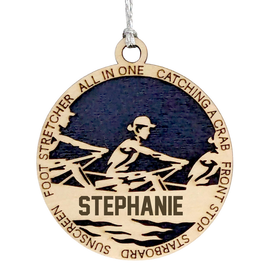3-Inch Laser Cut Handcrafted Wooden Personalized Female Team Rowing Christmas Ornament - Customizable Holiday Decoration for Rowing Enthusiasts, Team Spirit Keepsake - Unique Gift for Female Rowers