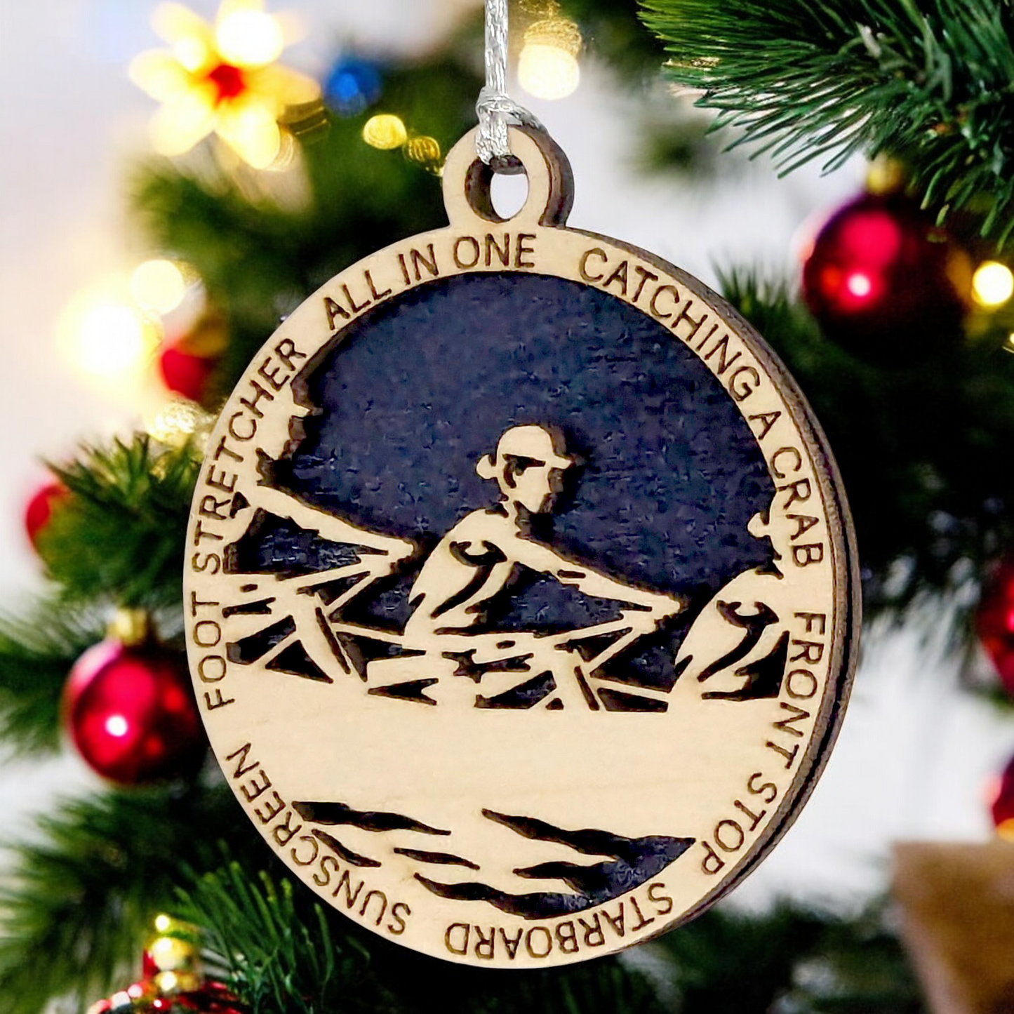3-Inch Laser Cut Handcrafted Wooden Personalized Female Team Rowing Christmas Ornament - Customizable Holiday Decoration for Rowing Enthusiasts, Team Spirit Keepsake - Unique Gift for Female Rowers