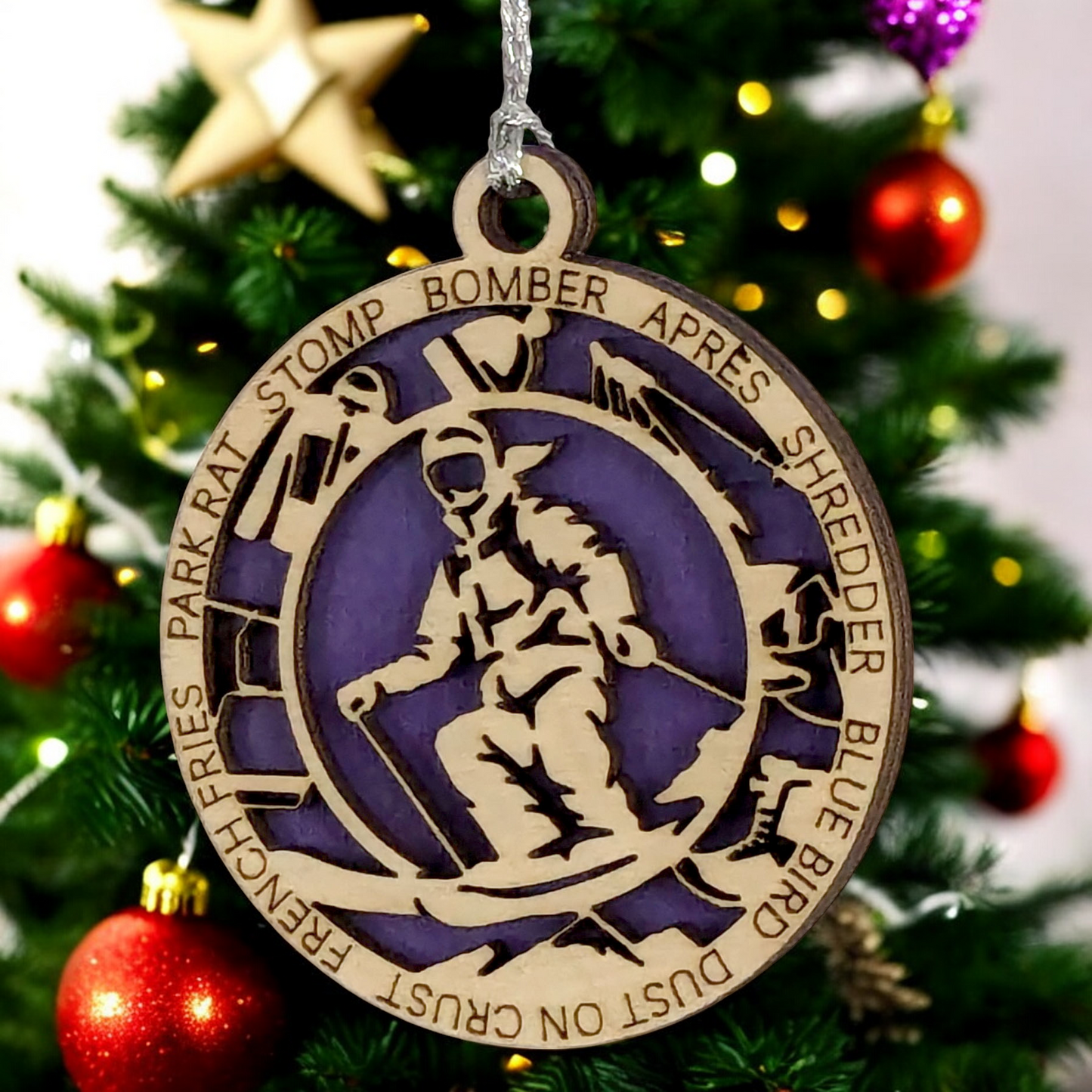 3" Laser Cut Handcrafted Wooden Personalized Female Skiing Christmas Ornament - Unique Ski Gift for Women - Customizable Holiday Tree Decor - Winter Sport Enthusiast Keepsake - Snow Skier Decoration