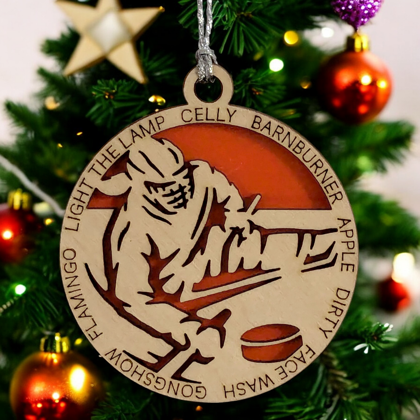 Personalized 3" Handcrafted Wooden Female Sledge Hockey Christmas Ornament - Laser Cut, Customizable Winter Sport Holiday Tree Decoration - Unique Gift for Female Athletes and Hockey Enthusiasts