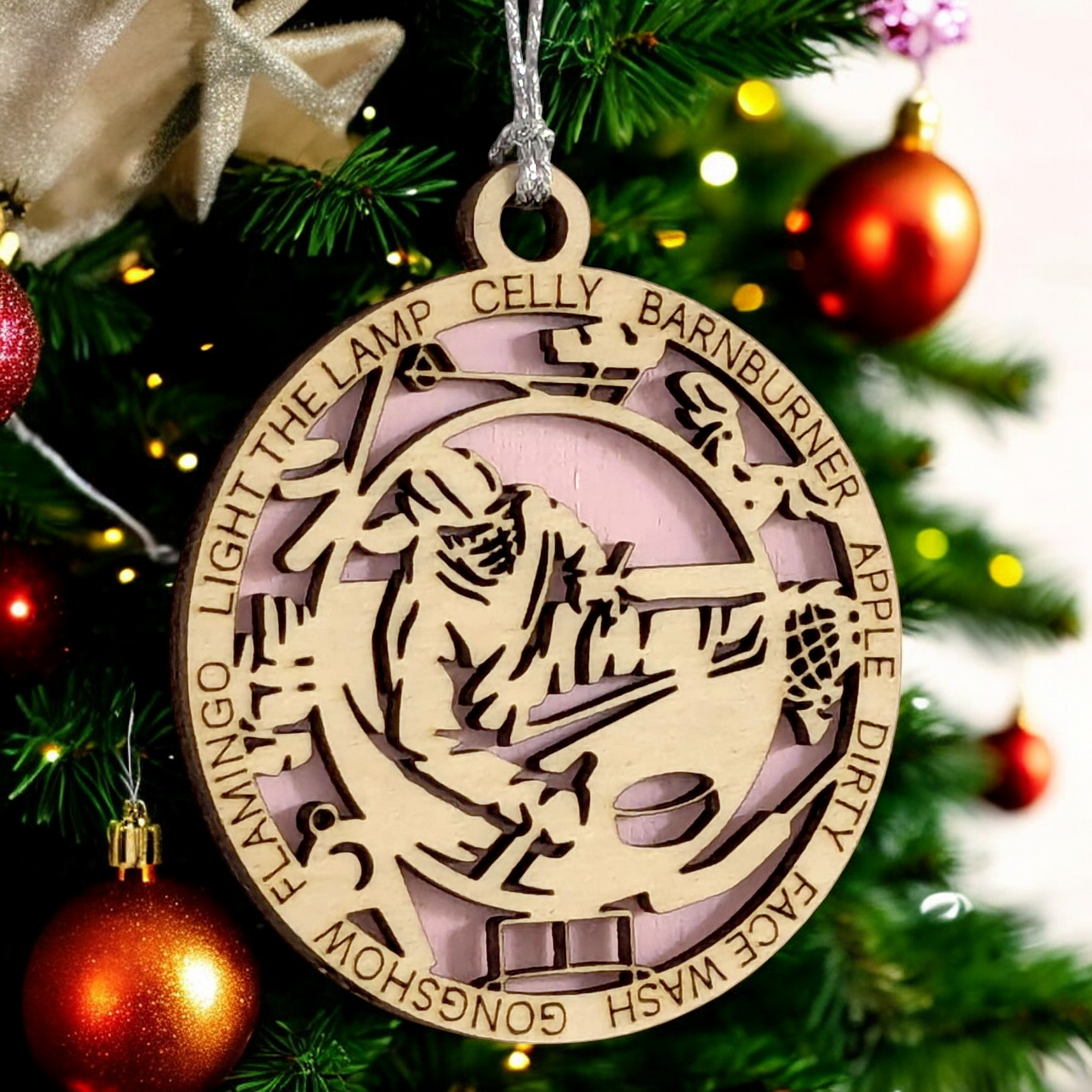 Personalized 3" Handcrafted Wooden Female Sledge Hockey Christmas Ornament - Laser Cut, Customizable Winter Sport Holiday Tree Decoration - Unique Gift for Female Athletes and Hockey Enthusiasts