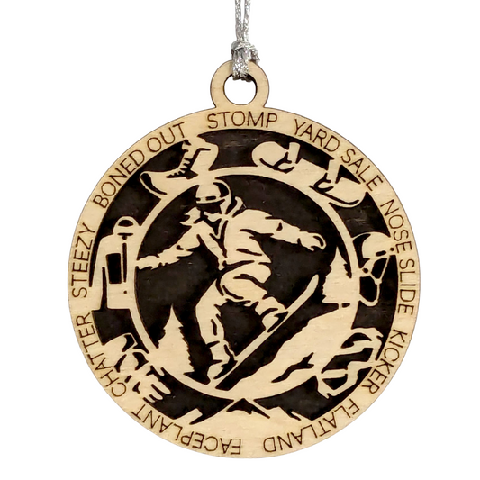 3-Inch Laser Cut Handcrafted Wooden Personalized Female Snowboarding Christmas Ornament - Unique Snowboarder Decor - Customizable Winter Sport Gift - Xmas Tree Decoration - Holiday Keepsake for Women