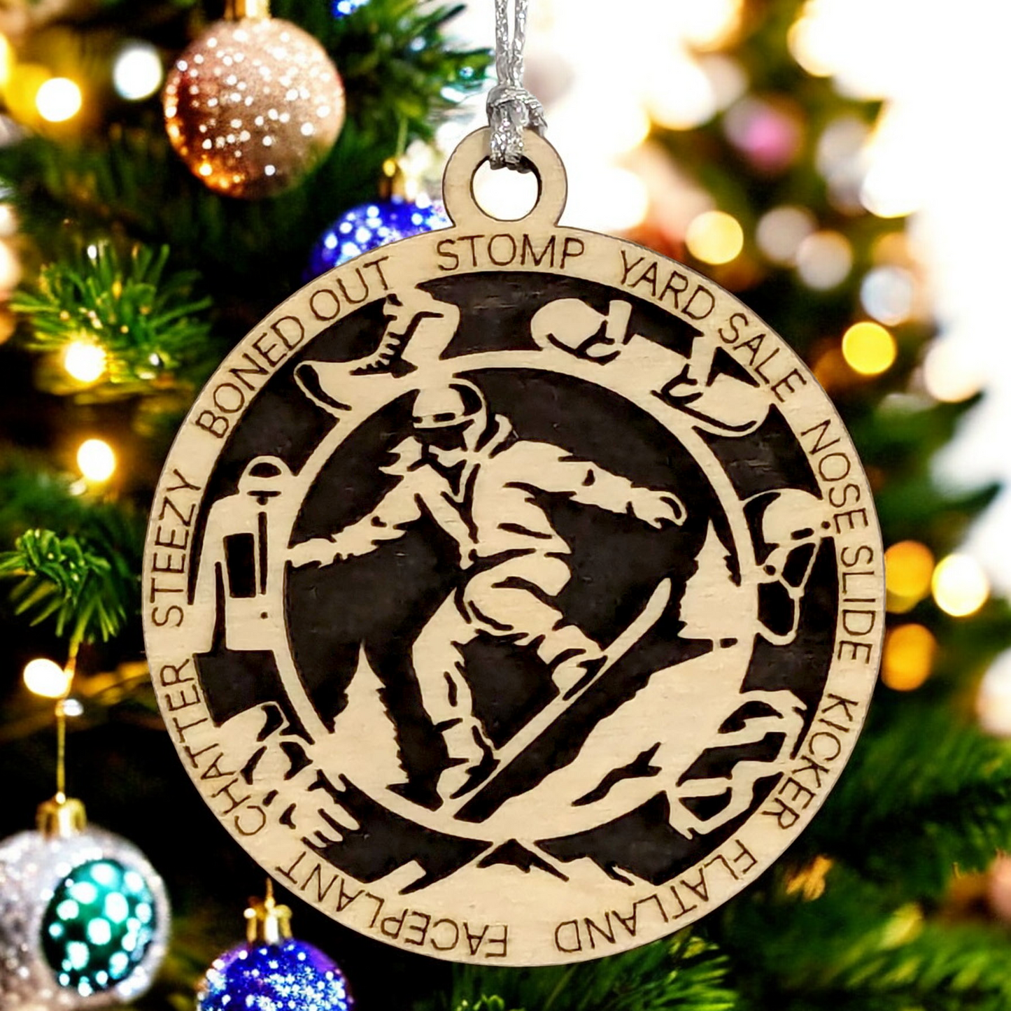 3-Inch Laser Cut Handcrafted Wooden Personalized Female Snowboarding Christmas Ornament - Unique Snowboarder Decor - Customizable Winter Sport Gift - Xmas Tree Decoration - Holiday Keepsake for Women