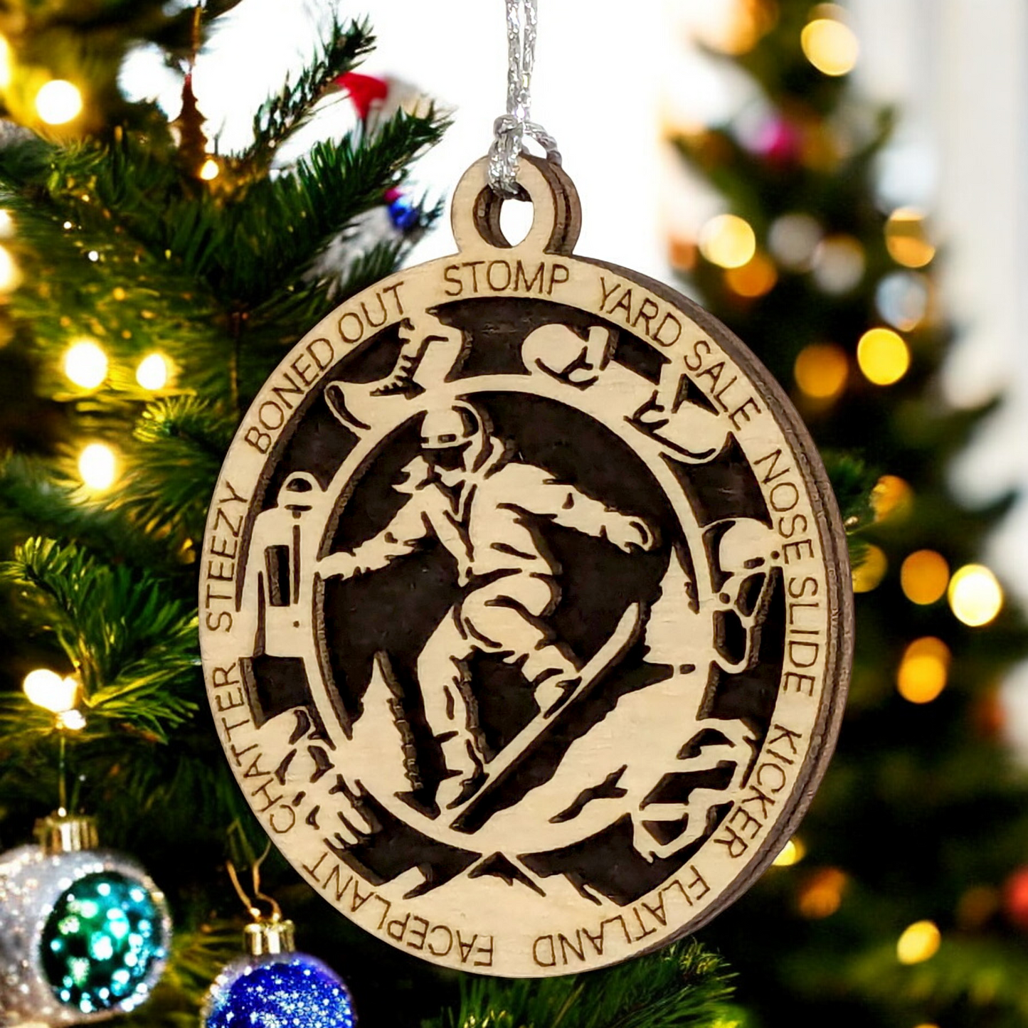 3-Inch Laser Cut Handcrafted Wooden Personalized Female Snowboarding Christmas Ornament - Unique Snowboarder Decor - Customizable Winter Sport Gift - Xmas Tree Decoration - Holiday Keepsake for Women