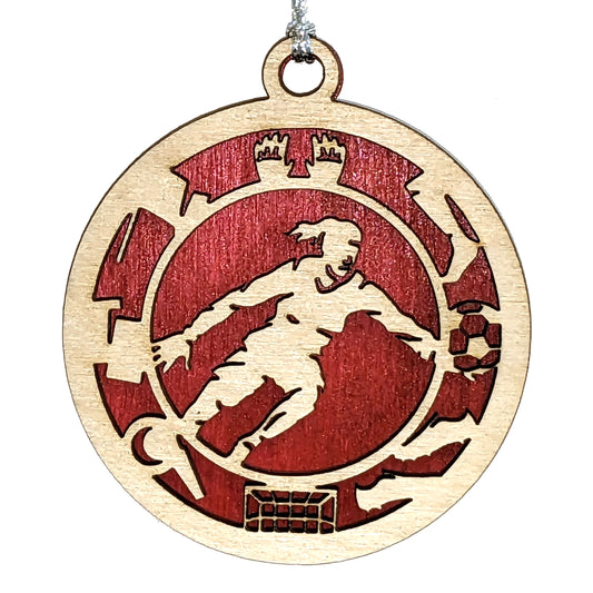 Female Soccer Goalie laser cut wood ornament