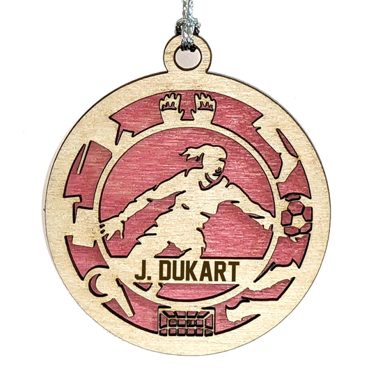 Female Soccer Goalie laser cut personalized wood ornament