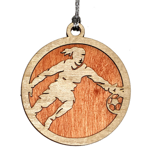 Female Soccer Goalie laser cut wood ornament