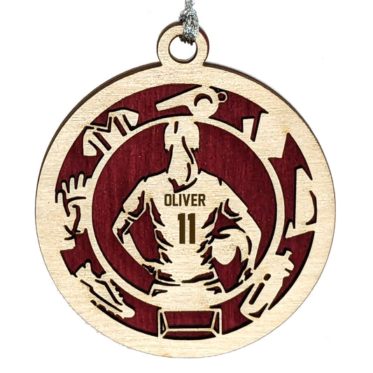 Female Soccer laser cut personalized wood ornament