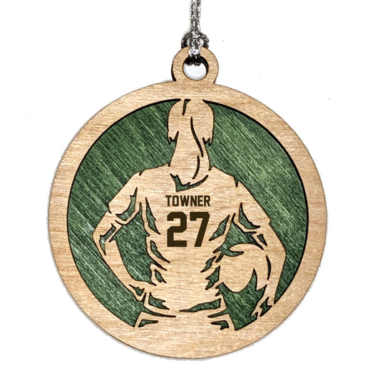 Female Soccer laser cut personalized wood ornament