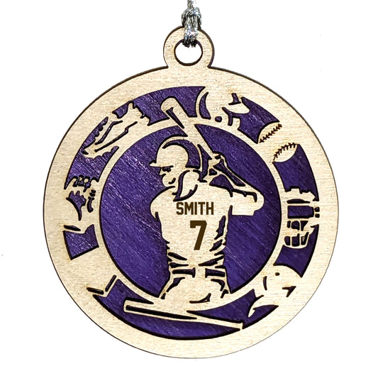 Female softball laser cut personalized wood ornament