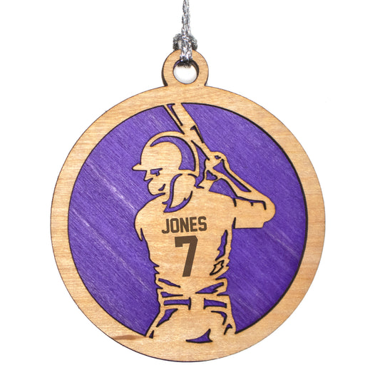 Female softball laser cut personalized wood ornament