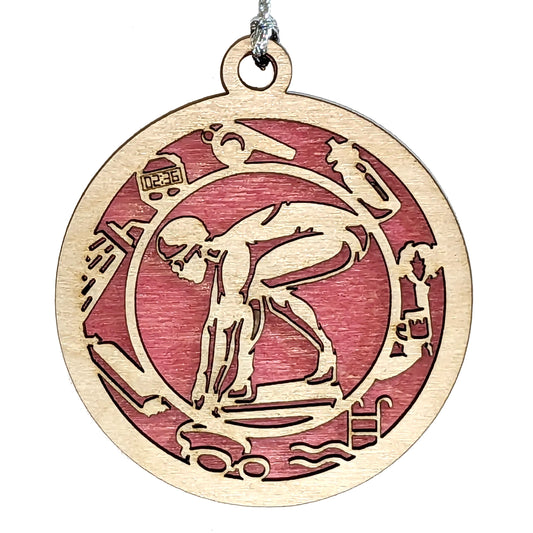 Female Swimming laser cut wood ornament