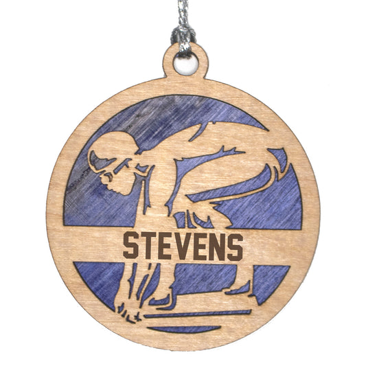 Female Swimming laser cut personalized wood ornament